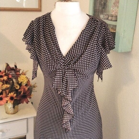 MSK Brown and White Dotted Dress - Picture 2 of 9